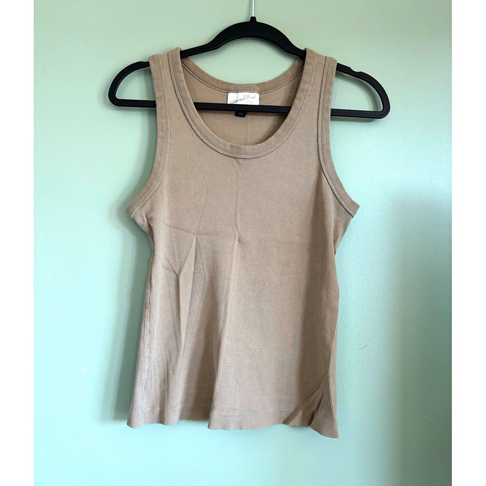 Universal Thread Goods Co. Women's Beige Ribbed Crew Neck Stretch Tank Top L